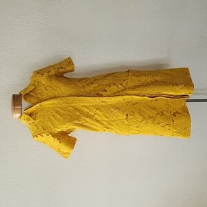 NWT Ted Baker Yellow Rille Floral-Embroidered Lace Mini Shirt Dress w/Pockets